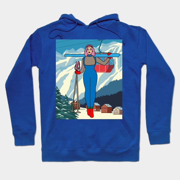 Skier Snow Mountains Extreme Sport Hoodie by flofin